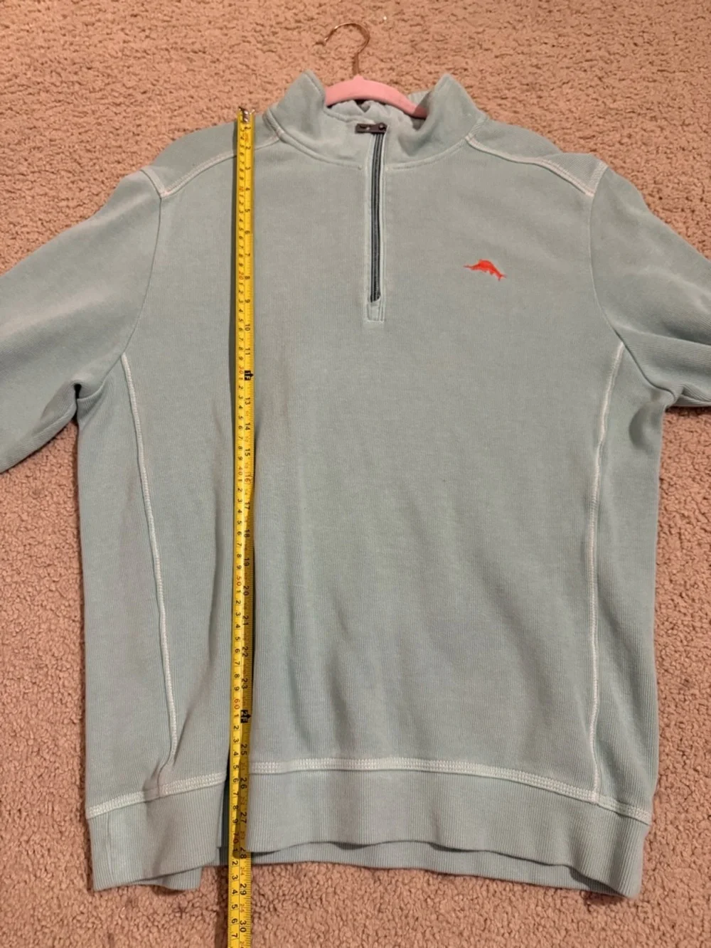 Tommy Bahama 1/4 Zip Pullover Sweatshirt Mint Green Men’s Large Cotton Mock Neck
